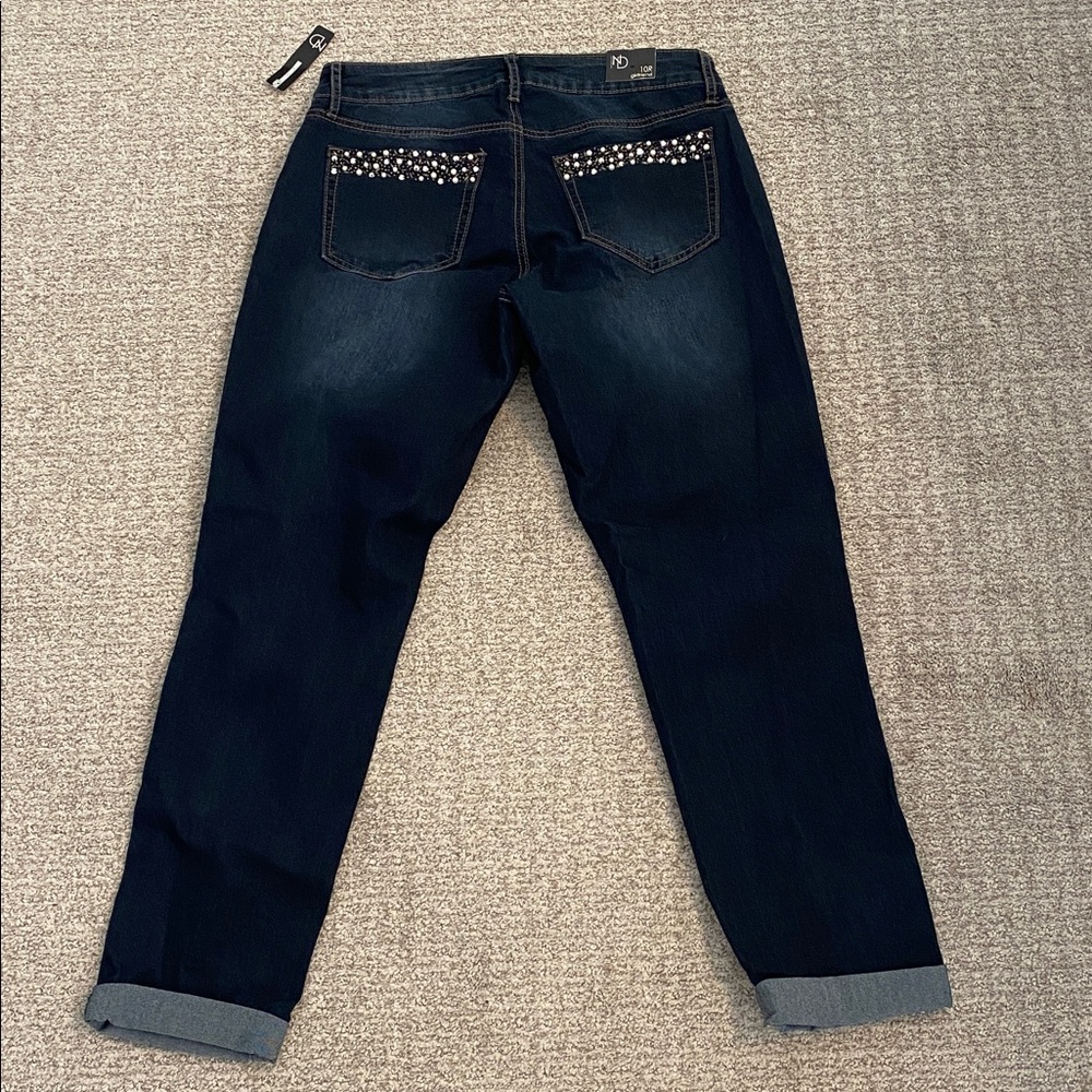 New Directions Size 10 Stylish Women's Girlfriend Jeans with Studded Pockets